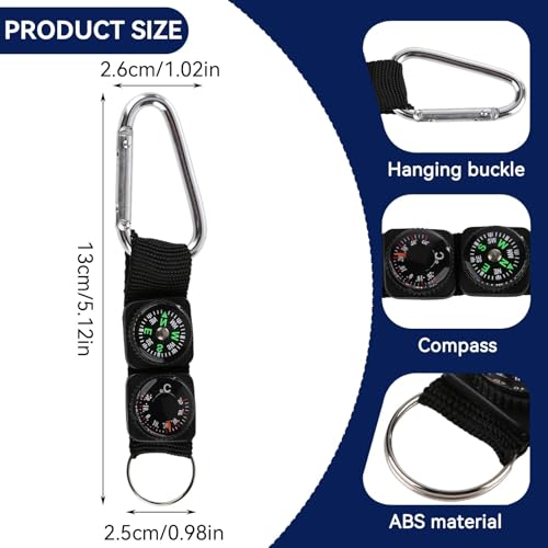 Foto von HERCHR Schlüsselanhänger Mit Kompass, Kompass Und Thermometer Schlüsselanhänger, Navigieren, 3 in 1 Kompass Thermometer Wandern Taktische Karabiner Schlüsselanhänger Für Camping, Wandern,Reisen