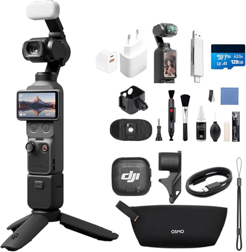 DJI Pack para Creadores Osmo Pocket 4 Bundle, cámara para videovlogs de Bolsillo con estabilizador, 1″ CMOS y 4K/240 fps (Paquete de Accesorios múltiples)