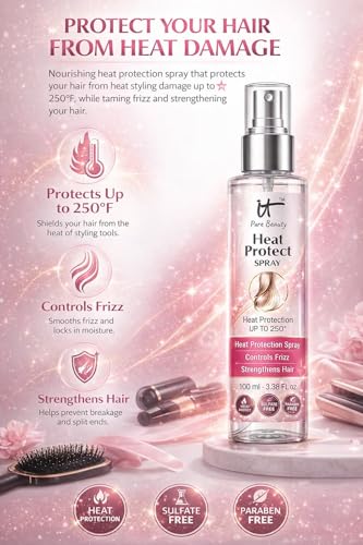 Image of Heat Protect Spray for Hair 100 ml | Heat Protection up to 250C | Anti-Frizz Hair Styling Spray | Reduces Hair Breakage | Lightweight Leave-In Heat Protectant for Women & Men