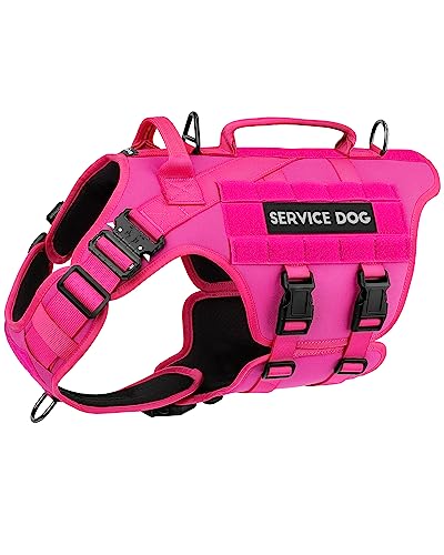 Image of Petnanny Tactical Dog Harness Service Vest for Medium Dogs M Pink | Service dog vest with hook loop panel, MOLLE, handle, no pull design for K9 training & daily walks, ideal no pull harness