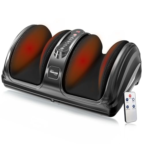 Image of TISSCARE Air Compression Foot Massager Machine for Pain Relief with Kneading, Electric Shiatsu Foot Calf Leg Massager with Heat for Blood Circulation, Feet Massage Machine for Home, Gift for Man Woman