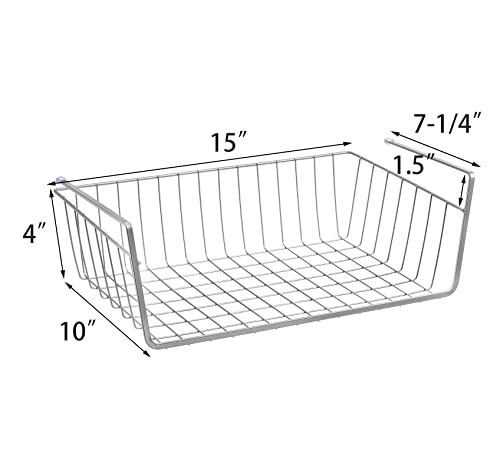Jucoan 3 Pack Under Shelf Baskets, 15 X10 X 5.5 Inch Slide In Wire Hanging Storage Baskets Under Cabinet Shelf Storage Baskets For Kitchen Pantry Cupboard Closet Bookshelf, Large #TOP1