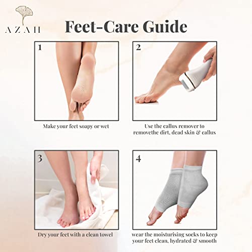 Image of Azah Clean Feet Combo | Callus Remover & Moisturising Socks | Pedicure Device | Electric Callus Remover | Pedicure for Women | Pedicure Kit | Moisturising Socks with Silicone Gel Pad