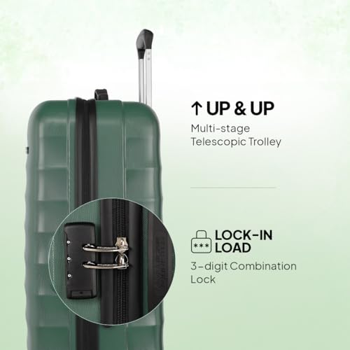 Image of American Tourister Polycarbonate Barcelona 79 Cms Large Spinner 4 Wheels Hardside Check-in Suitcase with Smooth Sliding Wheels & Pack Smart Interiors - Forest Green, H-55 Cm