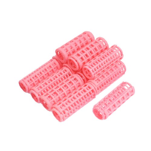uxcell 12 Pcs Pink Plastic DIY Hair Styling Roller Curlers Clips