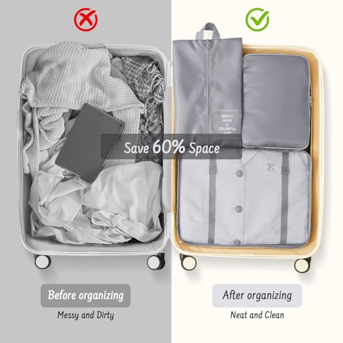 8 Set Packing Cubes for Travel Luggage Organizer Bags for Family, Mesh Packing Cubes for Suitcases, Travel Essentials Bags Set for Women & Men