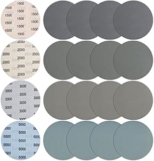 JatilEr 20 Pcs 150mm Sanding Discs, Grit 1500/2000 / 3000/5000 Round Wet and Dry Disc Hook and Loop Flocking Disc Orbital Sanding Pad for Polishing Wood, Metal, Jewelry, Car