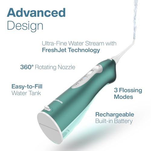 Image of AquaSonic Water Flosser - Cordless Rechargeable Water Flossers for Teeth Cleaning - Waterproof Aqua Flosser, Portable Oral Irrigator for Dental Cleaning with 5 Jet Tips - Braces Home Travel