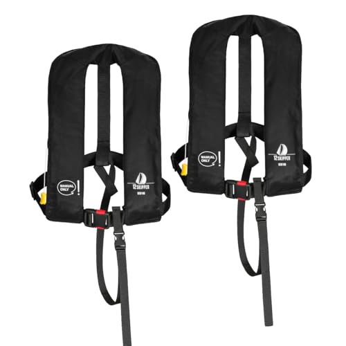 12skipper 2er-Set Rettungsweste 165N ISO mit manueller Auslösung, schwarz