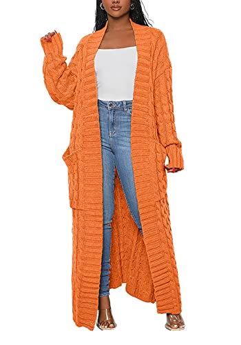 Image of Tcremisa Long Cable Knit Cardigans for Women Chunky Maxi Sweater Coat