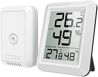 Criacr Digital Hygrometer Thermometer, MINI Indoor Outdoor Monitor Temperature Humidity, Wireless Room Hygrometer Gauge with / Switch, 328ft/100m Range for Home, Office, Chiristmas Gift