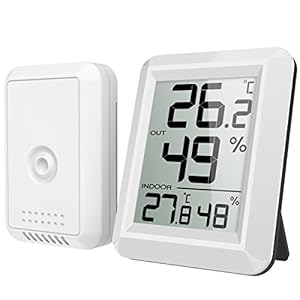 Brifit Digitale Hygrometer Thermometer, MINI Indoor Outdoor Monitor Temperatuur Vochtigheid met één Sensor, Draadloze Hygrometer voor Ruimtes met ℃ / ℉ Schakelaar, 100M Bereik