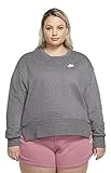 Nike Women's Sportswear Club Fleece Crew Sweatshirt (1X, Charcoal Heather/White)