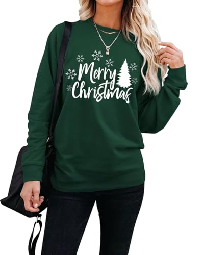 LACOZY Christmas Sweatshirt Women Tis The Season Christmas Graphic Crewneck Pullover Sweater Novelty Tops Green XL