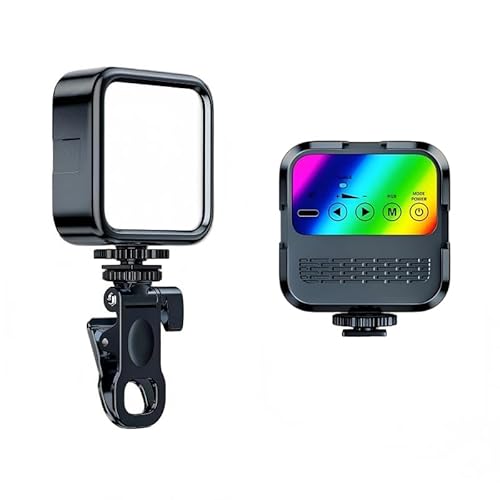 LED�r�f�I���C�g �R���p�N�g �[�d�� 2000mAh Type-C CRI95+ �F���x�����\ �X�}�[�g�J�������C�g �⏕�Ɩ� �ʐ^�B�e���C�g DJI Osmo Pocket Action�p (Light+Clip)