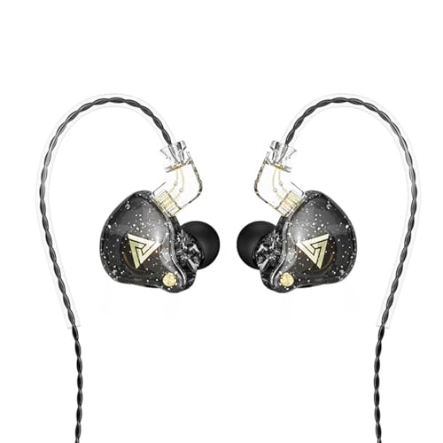 CNWUJASS QKZ AK6 PRO - Auriculares con cable, auriculares dinámicos magnéticos fuertes de 11 mm, auriculares deportivos para correr, auriculares de música DJ con micrófono (negro)
