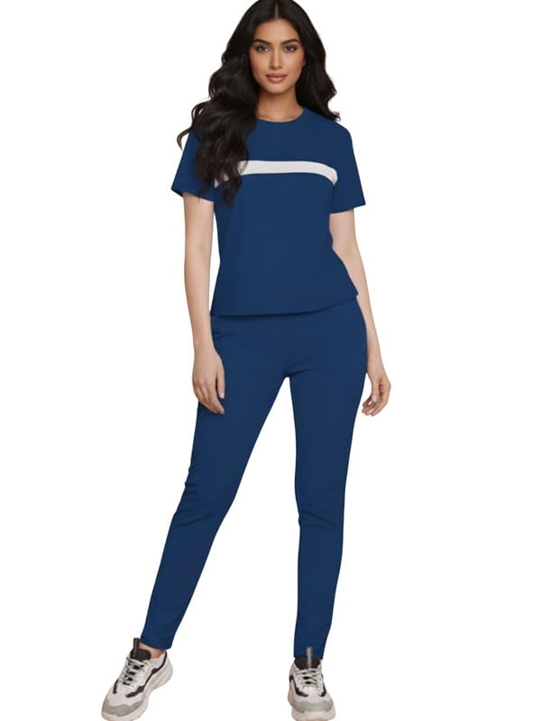 Women's Cotton Blend Front Taped Tracksuit | Co-ord Set For Women| Active Wear Suit Set For Women| Track Suit Set For Women-image-45