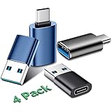 Temdan USB to USB C Adapter 4 Pack,【2*Type C Female to A Male Charger Converter】&【2*USB C Male to USB Female】 OTG Adapter for Apple Watch Ultra 8 9,iPhone 15 Pro Max 14 13 12,AirPods - Blue/Black