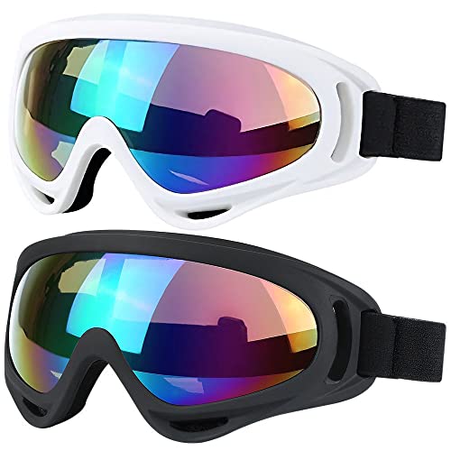 SHYL~JIER Lot de 2 lunettes de ski et de snowboard avec protection UV, coupe-vent, anti-reflets pour homme, femme, jeune, enfant
