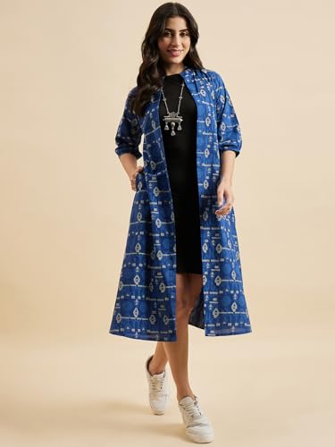 Image of Azira Cotton Abstract Print Front Open Shrug & Calf Length & Western & Casual Wear & Summer Wear & Shrugs for Woman Stylish