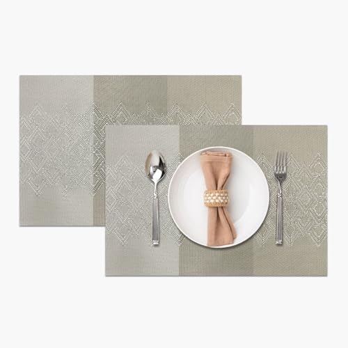 Image of Amazon Brand - Umi PVC Vinyl Multi Wave Design Placemat ST10002TH - Heat Resistant, Wipe Clean, Anti-Skid Table Mats for Dining Table, KitchenHome Decor (30x45 CM Multi Set of 2)