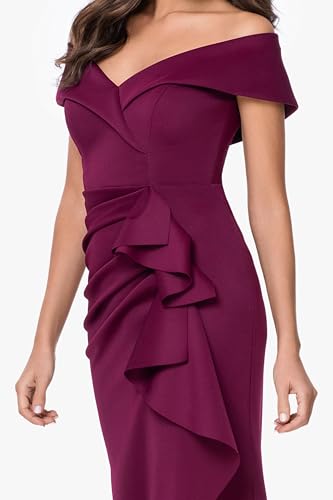 Image of Xscape Women's Long Off-the-Shoulder Sweetheart Neckline Formal Evening Gown with Ruching and Draped Ruffle Detail