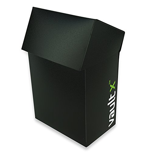 Vault X Trading Card Deck Box and 100 Black Card Sleeves, fits 60+ Sleeved Cards, Small Standard, Card Holder Storage Box, for MTG Commander Game, TCG (Black)