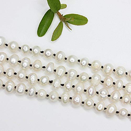 Collar de perlas naturales largo multicapa versátil que no se enreda 4