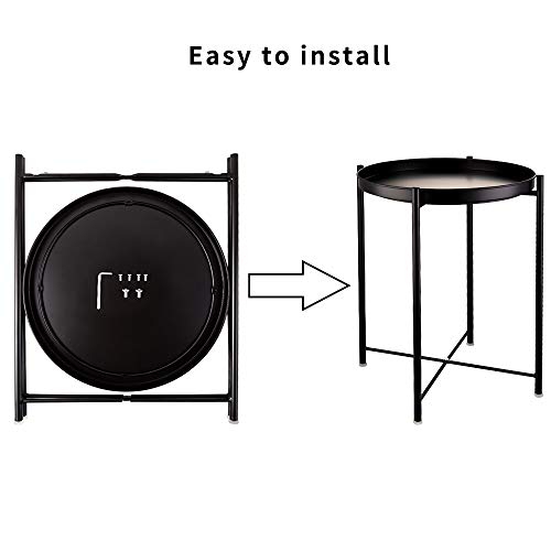 Eknitey End Table,Folding Metal Side Table Waterproof Small Coffee Table Sofa Side Table With Removable Tray For Living Room Bedroom Balcony And Office #TOP6