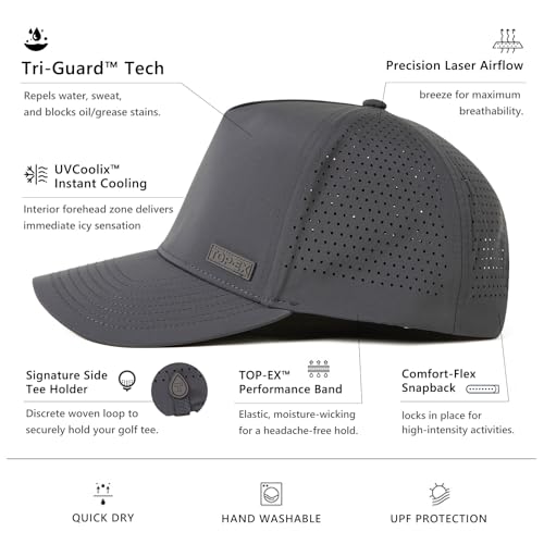 Image of TOP-EX Performance Baseball Hat for Men Water Resistant Golf Cap Running Cooling Snapback Laser Perforated