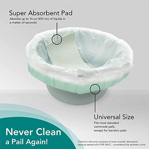 Carebag Medical Grade Commode Liners with Super Absorbent Pad, 20 Liners