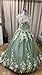Asulla 3D Flower Quinceanera Dress with Train Fairytale Sweet 16 Dress Off Shoulder Ball Gown Mint Green 12