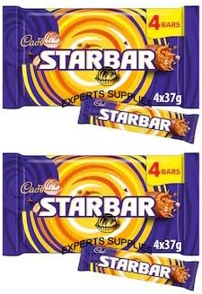 Cad Dairy Milk Bars Multipack Wispa, Caramel, Picnic, Boost, Flake, Fudge, Twirl, Starbar, Milk Chocolate Perfect for Sharing for Christmas & New Year (x2, StarBar Bar 4 Pack)
