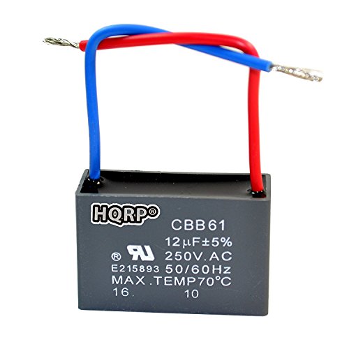 Image of HQRP Kit Ceiling Fan Capacitor CBB61 12uf 2-Wire UL Listed and 3-Speed Fan Switch