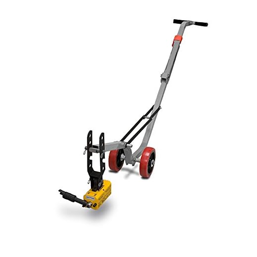 Allegro Industries 9401‐26A Magnetic Lid Lifter, Aluminum Dolly, Heavy Duty Magnet Lift, Weight 900 lb Flat Items, 450 lb Round Items, Orange, 42.3 x 16.1 x 13.9