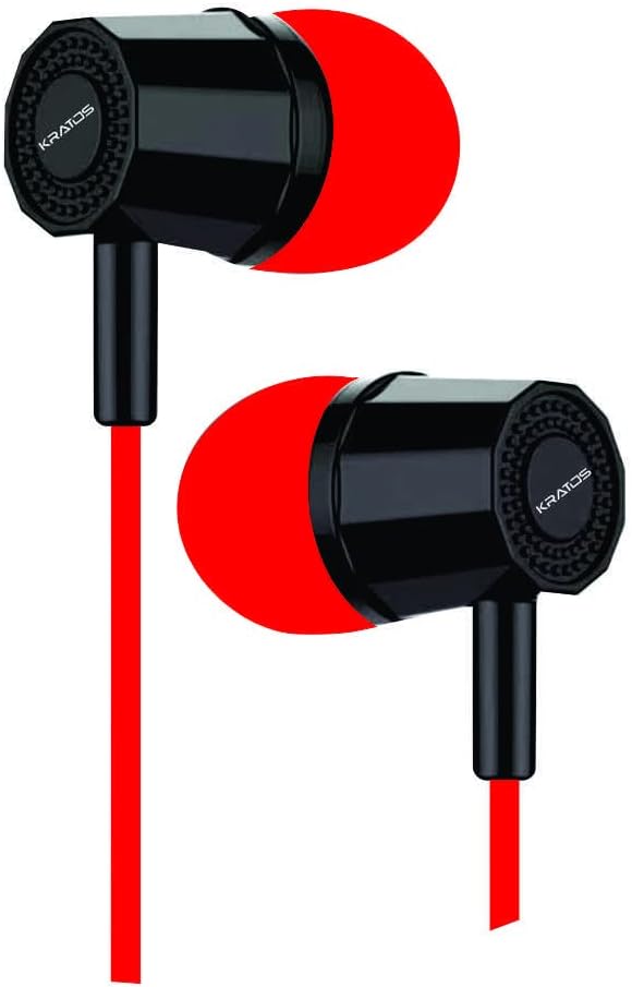 Kratos Thump Wired Earphones, Powerful Bass, HD Sound Quality Earphones, Tangle Free Cable, Comfortable in Ear Fit, with 3.5 mm Jack