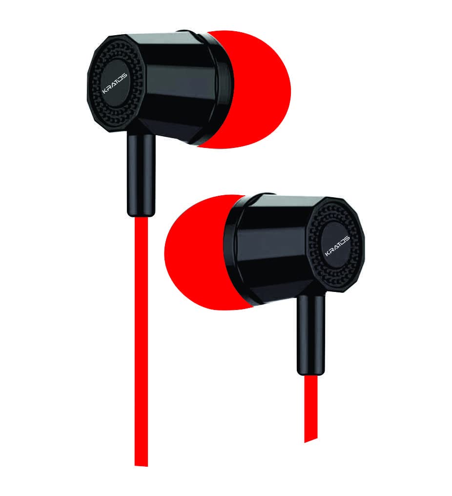 Kratos Thump Wired Earphones, Powerful Bass, HD Sound Quality Earphones, Tangle Free Cable, Comfortable in Ear Fit, with 3.5 mm Jack