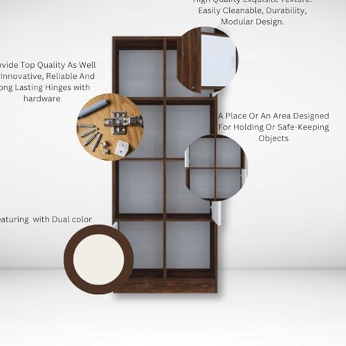Image of SPECIALITY PANELS 8 Shelf Kitchen Cabinet | Multipurpose Wooden Storage Cupboard with Doors | Semi Open Pantry Organizer | Tall Space Saving Storage Unit for Kitchen Living Room Home | Display Rack