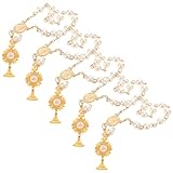 Abaodam 5 Stück Perlenarmband mit Kreuz und Kelch Anhänger Tragbares Gebetsarmband aus Kunstperlen Religiöses Schmuckstück für Babyparty und Taufe