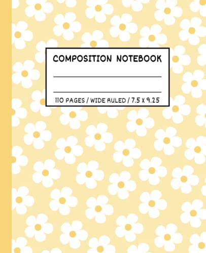 Yellow Composition Notebook Wide Ruled: Aesthetic Notebook | Cute Composition Notebooks Wide Rule For Teen Girls | School Supplies image 2