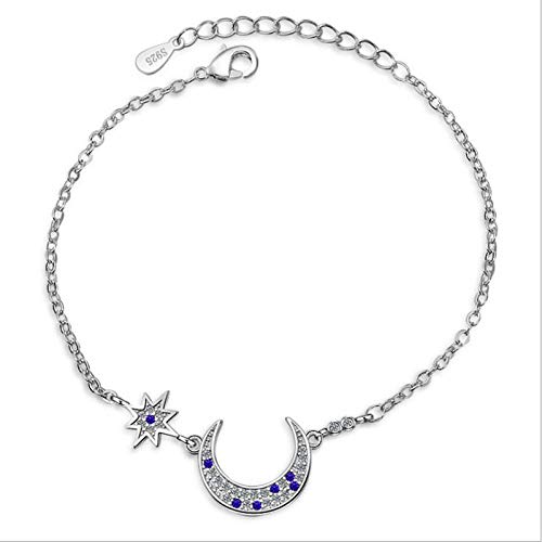 WQZYY&ASDCD Bijoux Bracelet Femme Charme Argent Femmes Bracelets Accessoires Blue Star Moon Girl Bracelets De Cheville Bracelets Lady Party Bijoux Cover