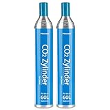 2x CO2 Zylinder, 425g Kohlensäure Zylinder für bis zu 60 L Sprudelwasser, Erstbefüllt in Deutschland, Gasflasche Geeignet für Sodastream und andere gängige Wassersprudler