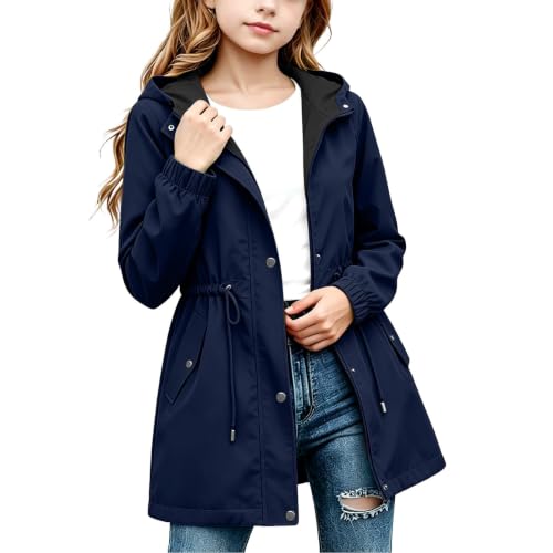 DASAYO Girls Rain Jacket Waterproof Lightweight Raincoat Hooded Windbreaker - image 1