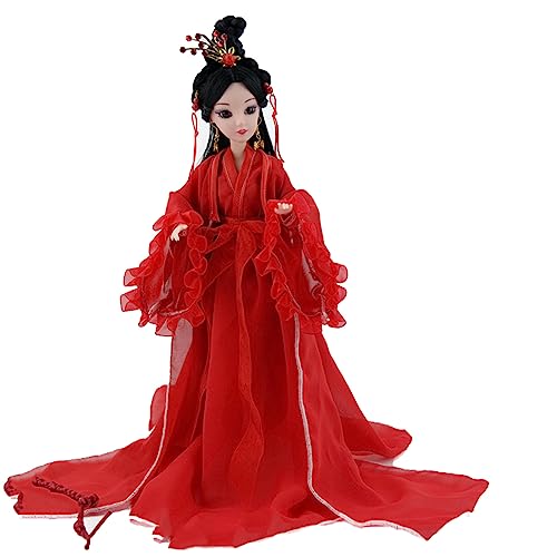 Jiawinng muñeca China 3D muñeca Oriental de Danza del Vientre muñeca 12 '' Antigua de decoración Coleccionable para casa de Juegos acompañar Vacaciones día de Navidad Regalo de cumpleaños,Rojo