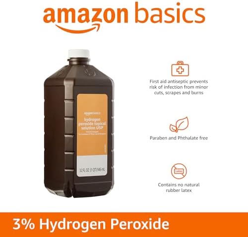 Amazon Basics Hydrogen Peroxide Topical Solution USP, First Aid Antiseptic for Cuts, Scrapes and Wound Disinfection, 32 fl oz, 1-Pack - View 5