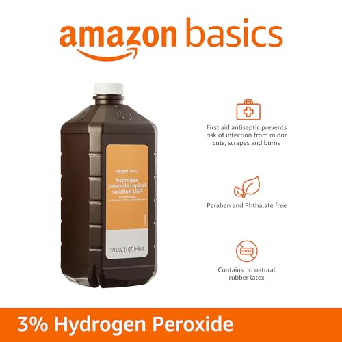 Amazon Basics Hydrogen Peroxide Topical Solution USP, First Aid Antiseptic for Cuts, Scrapes and Wound Disinfection, 32 fl oz, 1-Pack view 3