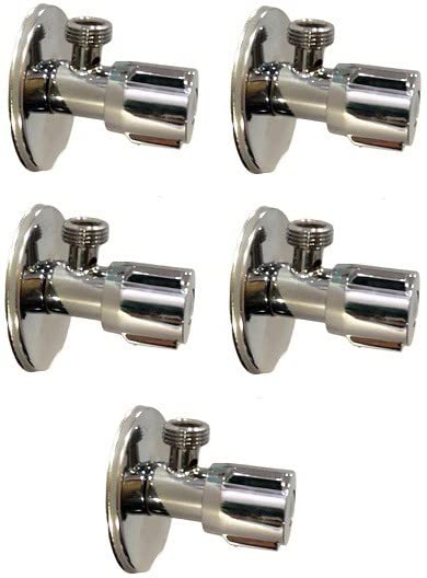 Spazio Stainless Steel Metro Angle Cock Bathroom Faucets Taps and Faucet Angular Stop Cock Wash Basin for Geyser Tap, Chrome Plated - Pack of 5 Bib Tap Faucet (Wall Mount Installation Type)