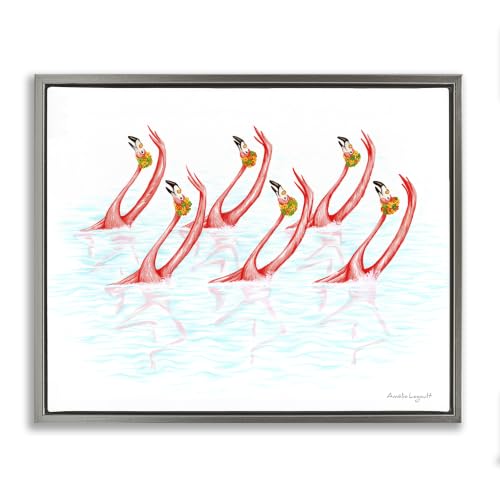 Flamingo Synchronized Swimming, 24 x 30 Inch Canvas in Floater Frame