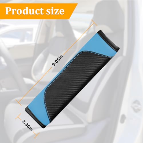 Image of Osilly 2PCS Car Seat Belt Cover, Carbon Fiber Seatbelt Shoulder Protection, Soft Car Seat Belt Strap Cushion Protect Your Neck and Shoulder, Car Accessories Seat Belt Pad for Car Truck (Blue)