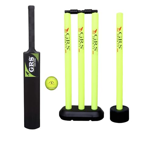 GRS Sports Heavy Grade Strong Plastic Cricket Bat with Wicket Set & Tennis Ball (Size 3) | Cricket Kit for Boys & Girls Age 6-10 Years | Durable Plastic Bat for Indoor & Outdoor Play-image-24
